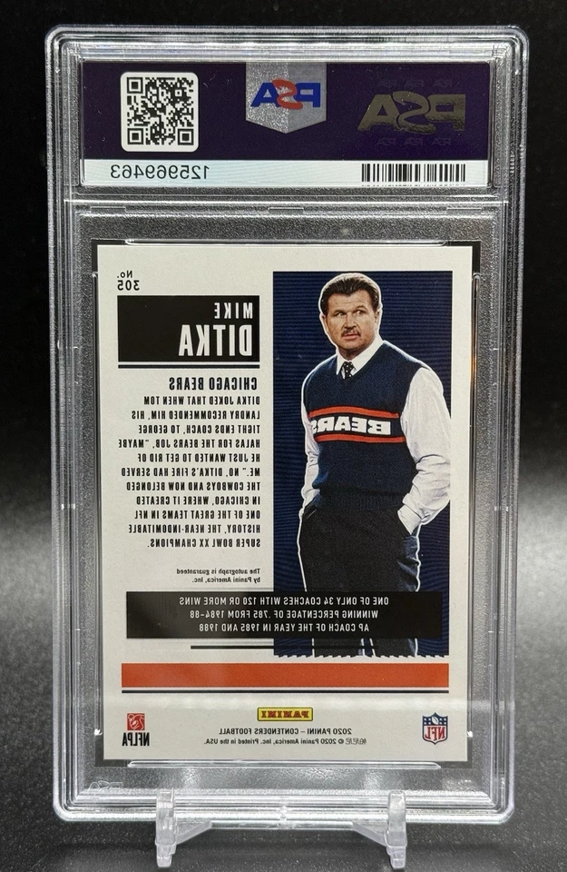 Raro Contenders Mike Ditka 2020 1/1 uno de uno PSA 9 y automático 10 Chicago Bears🐻 Foto 2 de 3