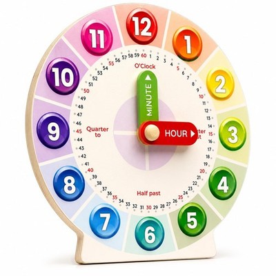 Interactive Educational Teaching Clock - Learn Time Easily, Durable Design fo...