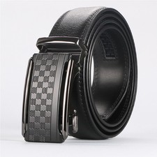 Men's Leather Belt with Automatic Buckle - Formal  Casual 125cm