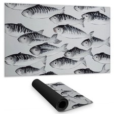 Begin Home Decor C1DM1424LRE3JG 14 x 24 in. Contemporary White Desk Mat - Gra...
