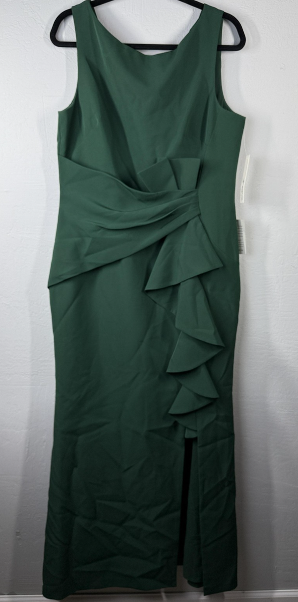 Eliza J Dress Womens 16 Green Sleeveless Ruffle Gown Formal Maxi