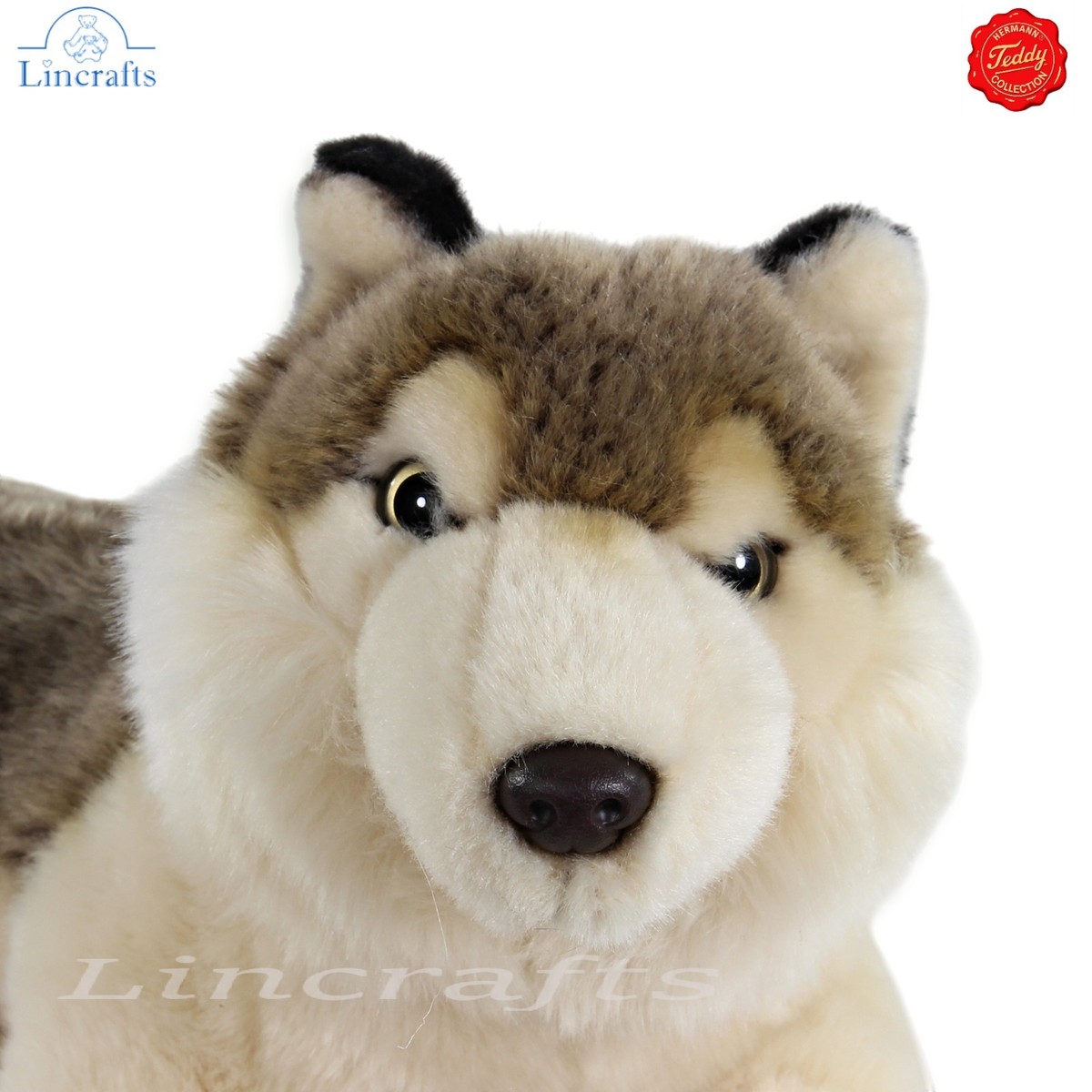 Teddy Hermann Lying Wolf Plush Soft Toy Puppy Dog Animal Teddy