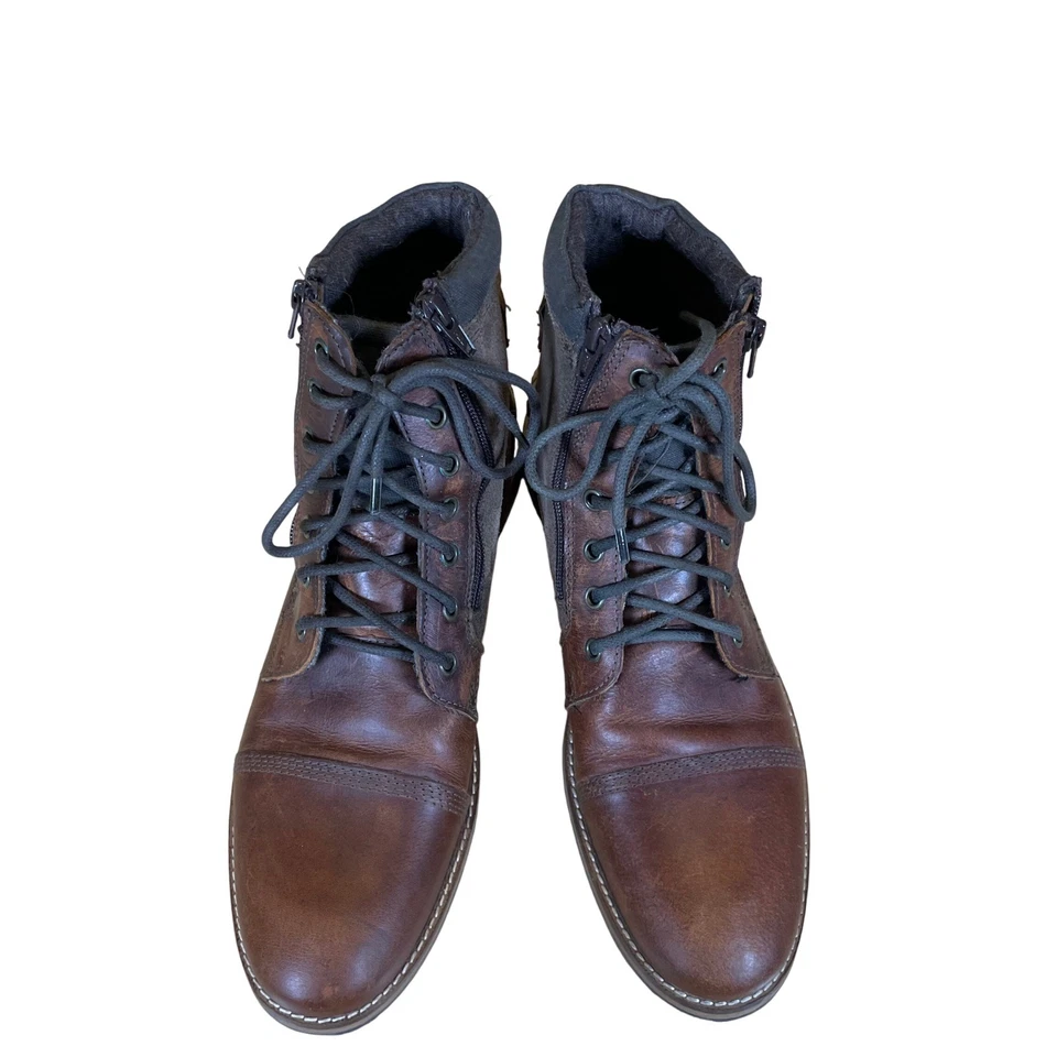 Botas para hombre Franco Fortini talla 11 Dalton cuero marrón con cordones cremallera tobillo informales Foto 4 de 4