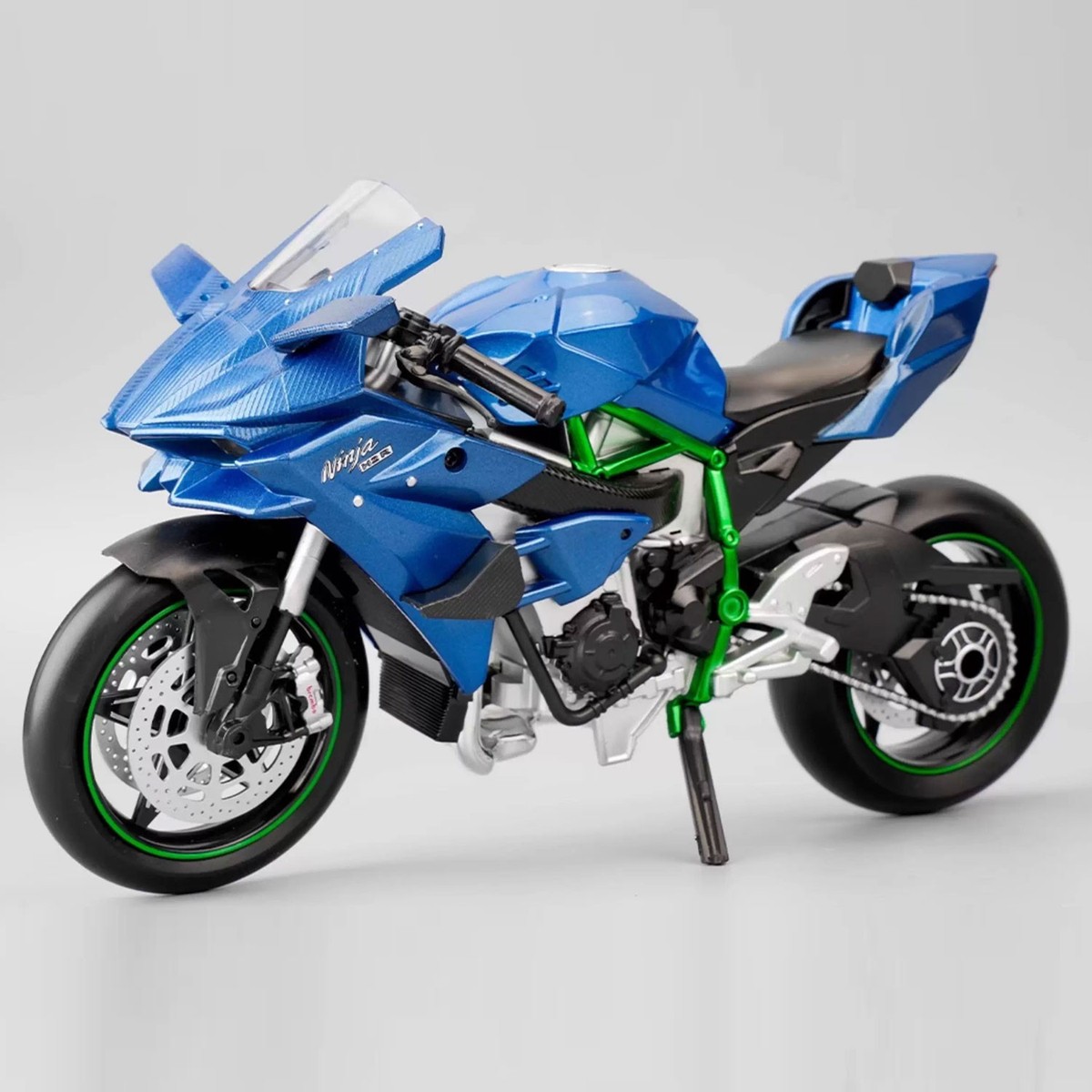 Kawasaki Ninja H2R 1:9 Scale Model - Blue Alloy Motorcycle with