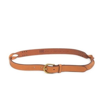 FRYE Covered D-Ring Twisted Stud Leather Belt, Brown/Tan  display picture 3