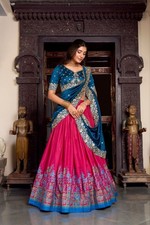 Indian Designer Tussar Silk Lehenga Choli With Designer Dupatta For Wedding Wear
