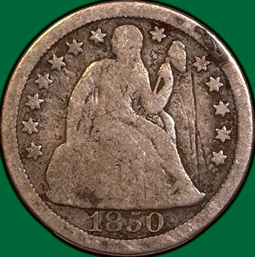 1850 Seated Liberty Dime Good G Coin, Scratch #35962