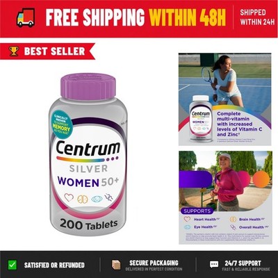 Centrum Silver Women's Multivitamin 50 Plus, 200 Tablets, Non-GMO