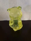 Fenton Clear Glass Sitting Bear In Yellow