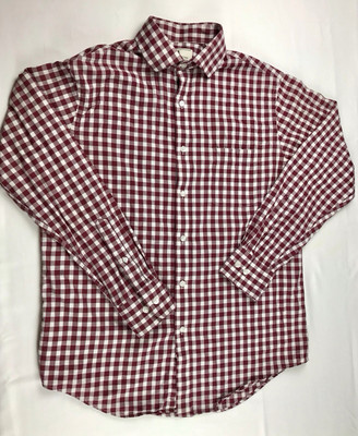 Southern Pines Mens Medium Cranberry & White Gingham LS Button Down Light Shirt