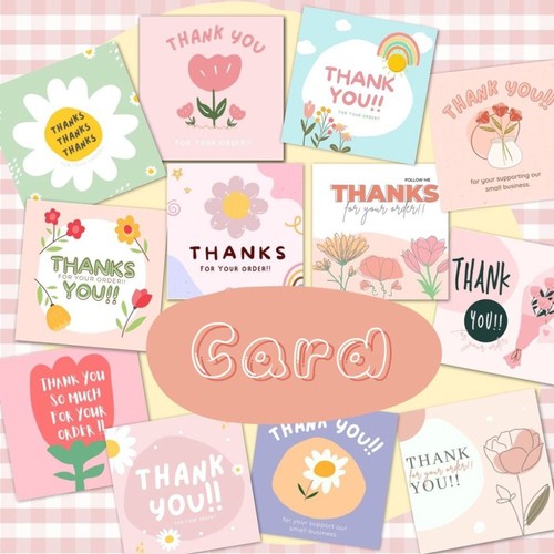 100PCS Cartoon Flower Thank You Cards 6cm*6cm Greeting Postcards Universal