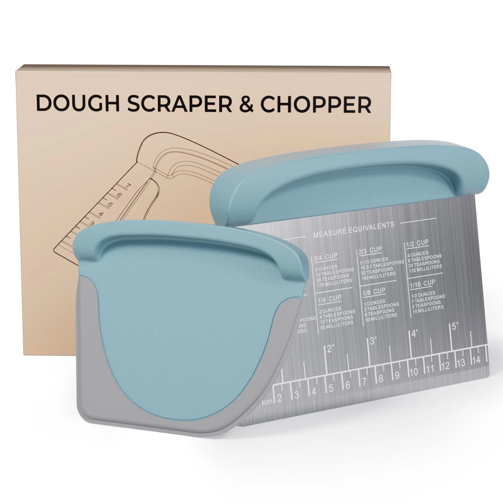 2 IN 1 Upgrade Bench Scraper, Dough Scraper for Pastry bench scraper, Blue