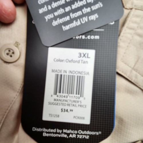 Habit Mens Long Sleeve River Shirt Size 3XL Tan UPF 40+ Vented Fishing NWT - Picture 2 of 7