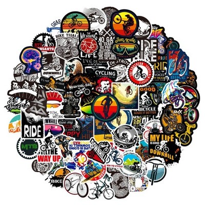100PCS Mountain Bike Stickers,Cute Mountain Cycling Vinyl Waterproof Decals f...