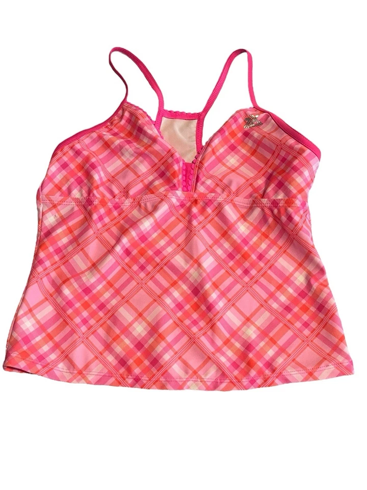 Conjunto de maiô ZeroXposur 3 peças meninas tamanho 14 rosa saia tankini calcinha de biquíni - Imagem 2 de 4