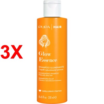 3 X Pupa Hair Glow Essence Shampoo - FÜr Stumpfes Und Behandeltes Haar 250 Ml