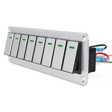 8 Gang Aluminum Rocker Switch Panel - 12V/24V Switch Panel 3 Pin ON/Off Pre-W...