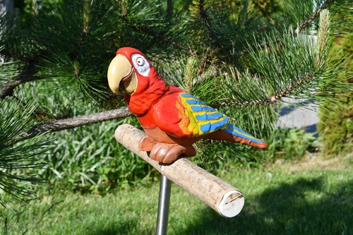 Keramik Gartenstecker Dekoration Statue Papagei Vogel H15cm Midene Handgefertigt - Bild 3 von 13