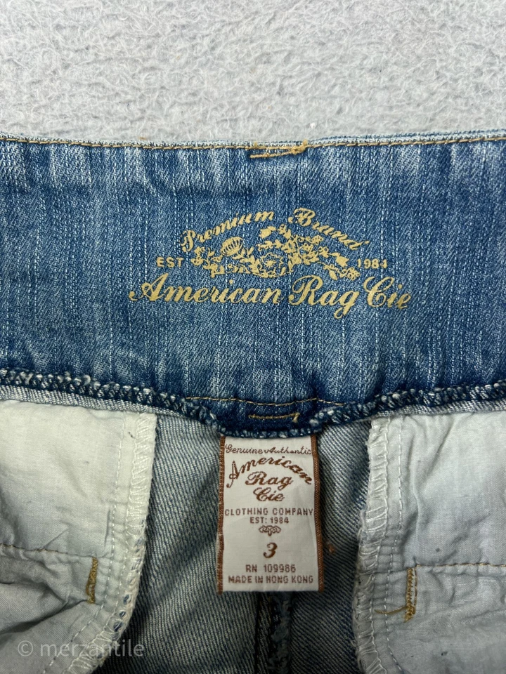 Pantalones American Rag Cie para mujer 3 azules denim capri pierna ancha mezcla de algodón elásticos Foto 4 de 4