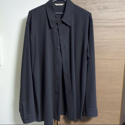 Auralee Hard Twist Wool Dobby Shirt Dark Navy Size 5 New | eBay