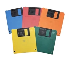 Lot Of (5) NEW COLOR MEMOREX Floppy Disks 3.5" IBM 1.44 MB MF2HD  WITH LABELS