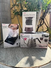 Hario V60 Kettle, Decanter, Scale Pour Over Coffee Maker Set (3 items)