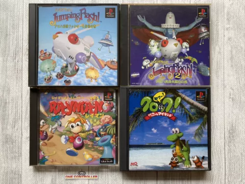 SONY PlayStation 1 PS Jumping Flash 1 & 2 & RAYMAN & clock! Paupau Island Japan