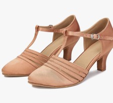 KleeKlcc Women Ballroom Latin, Salsa Dance Shoes Size 9.5 Emulation Silk