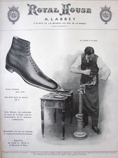 PUBLICITÉ PRESSE 1906 BOTTINE CONFECTIONNÉE PAR LE CORDONIER ROYAL HOUSE LABBEY