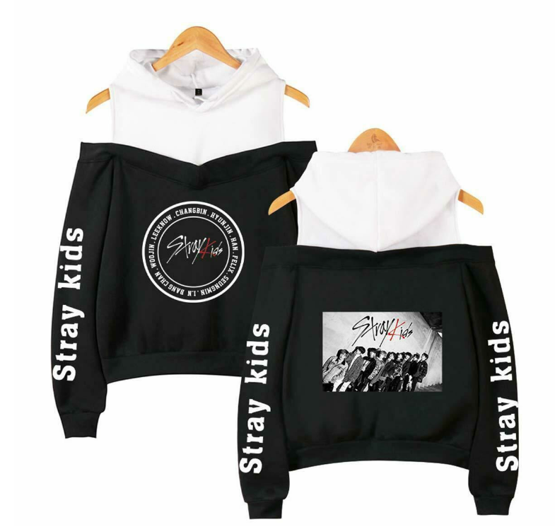 Kpop Stray Kids Hoodie Off The Shoulder Sweater Jisung Minho