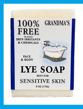 Grandma's Lye Soap Pure Natural Face Body Sensitive Skin No Fragrance 6 oz