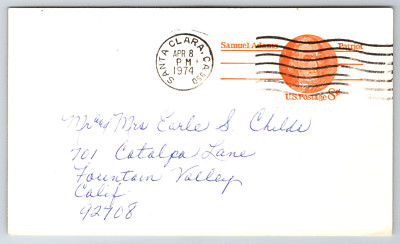  c1970s Mr. Mrs. Earle and Childs Fountain Valley CA 8 Cents Postage Card