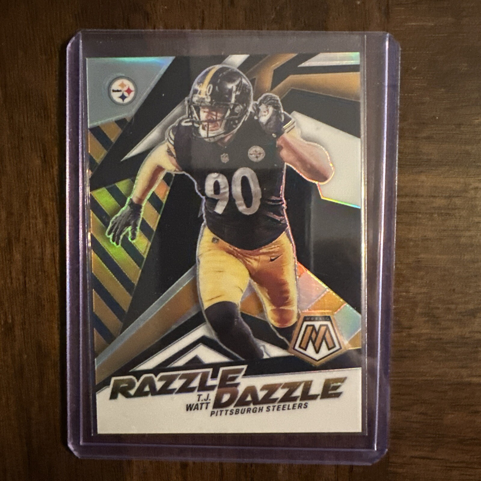 2022 Panini Mosaic T.J. Watt Razzle Dazzle Prizm SSP #RD-15 Steelers CASE HIT