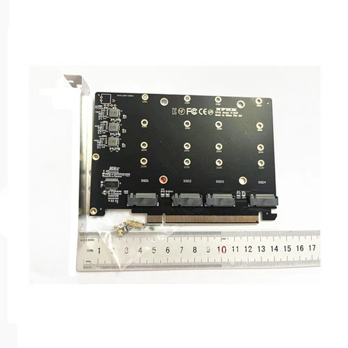 4 Port Card PCIe 4.0 x16 To M.2 NVMe x4 SSD Expansion Card SSD Adapter