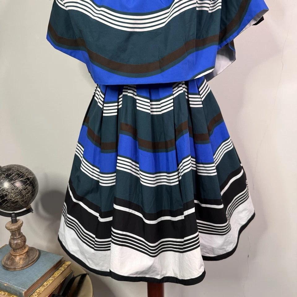 Mini Vestido Fendi Wave Fuera del Hombro Arcos Rayas Nautical Resort 2017 Volantes 4 Foto 4 de 4