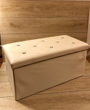 Pouf Cassapanca Contenitore In Pelle Sintetica 5 Colori 76*38*38cm In Ecopelle