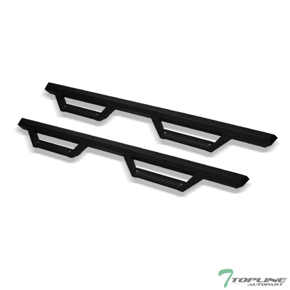 Topline For 1999-2016 Ford F250/F350 Super Cab Hoop Drop Step Bars v2 -Matte Blk Foto 2 de 4