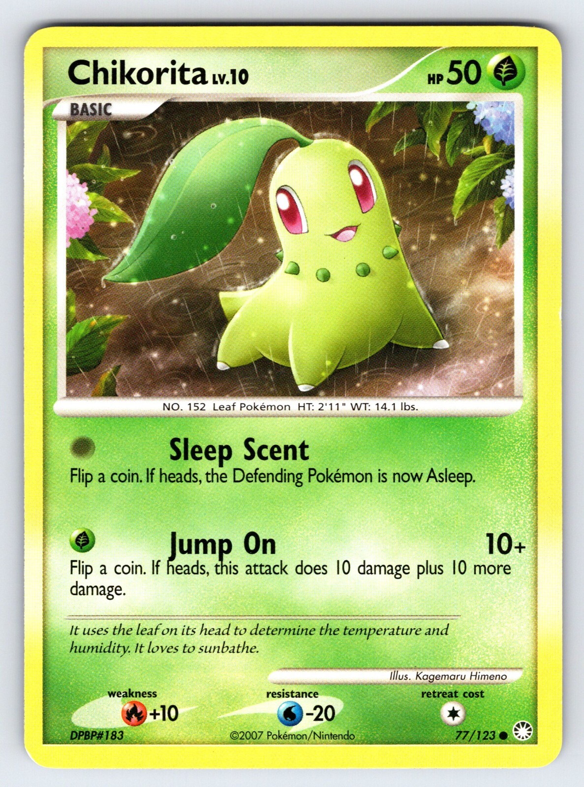 Chikorita 77/123 2007 D&P Mysterious Treasures Pokemon Card Common - Lp/Vlp