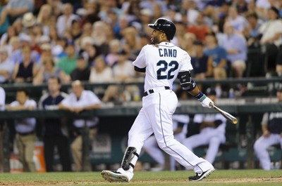 Authentic SZ 44 LARGE., SEATTLE MARINERS, ROBINSON CANO, WHITE