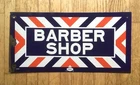 Vintage Genuine Marvy 1224 Barber Shop Porcelain Double Sided Sign 24" x 12"