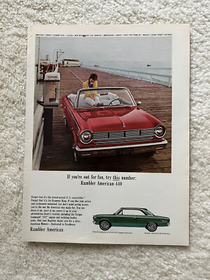 1965 Rambler American 440 Red Convertible Lady Talking On Pay Phone Print Ad