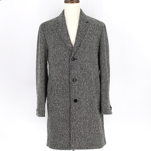 Hugo Boss Men's Charcoal Melange Wool Malte Modern Slim-Fit Overcoat Size 40R - Picture 4 of 12