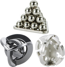 Brain Teaser Puzzles- 3 PCS Metal Puzzles Kit Metal Cast Puzzle Games Toys Unloc