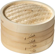 Joyce Chen 2-Tier Bamboo Steamer Baskets, 10-Inch 10 inch, Natural 