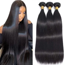 10A Brazilian Straight Human Hair Bundles 18 20 22 Inch 100% Unprocessed Virg...