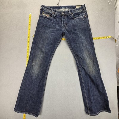 Diesel Zathan Jeans Mens 33x31 Blue Med Wash Bootcut Button Fly Distressed 0071S
