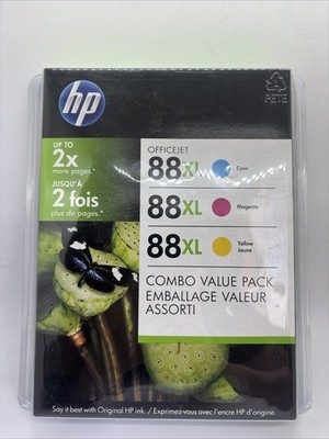    NIB HP Office Jet 88 XL Combo Pack 3 Cyan, Magenta, Yellow Printer Ink 