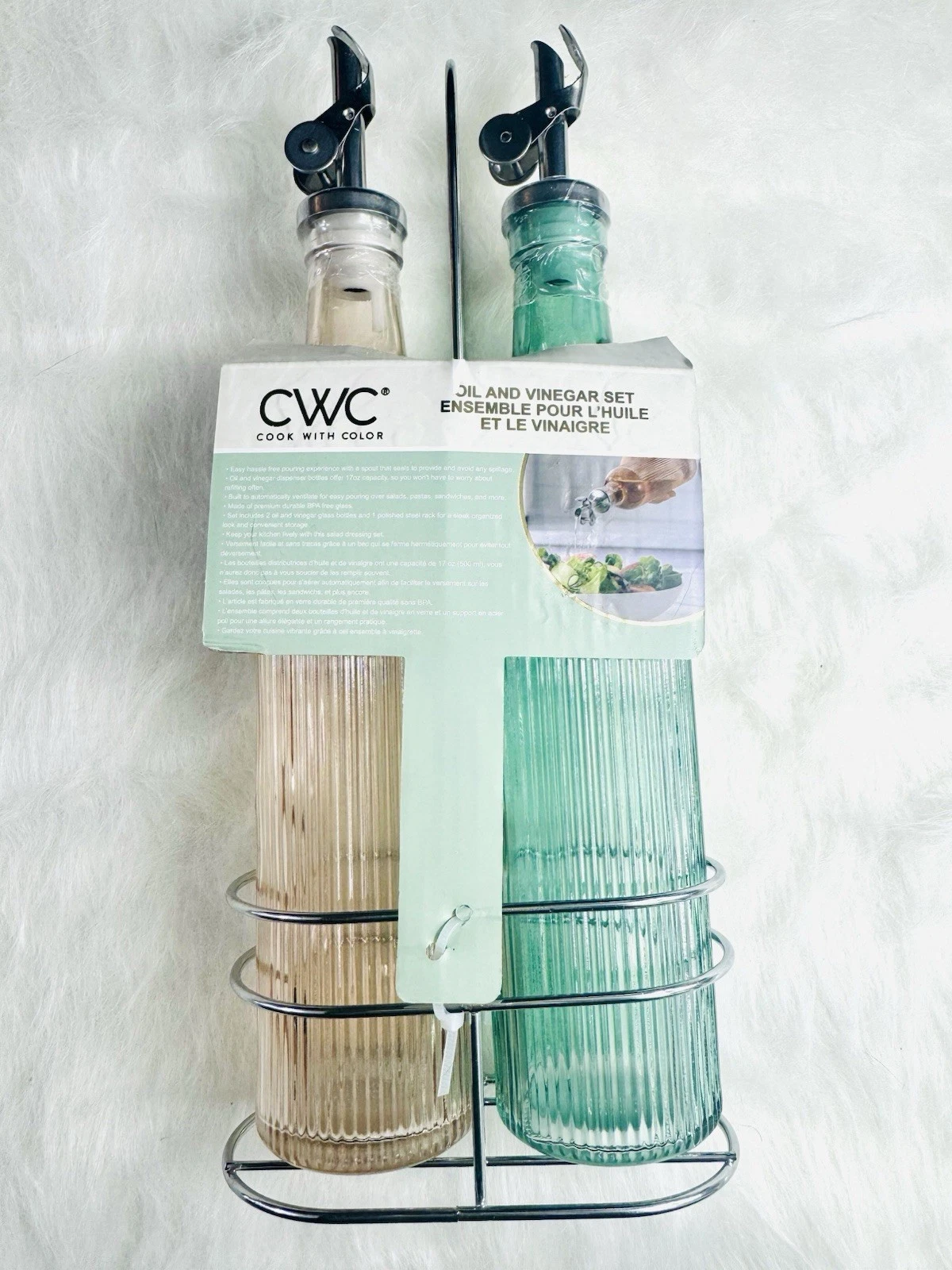 Olive Oil and Vinegar Dispenser Set 2-Pack Glass Bottles/ Brown And Green
Opens in a new window or t