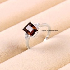 Smoky Quartz Ring, 925 Sterling Silver, Zircon Ring, Cluster Ring, Bridal Ring