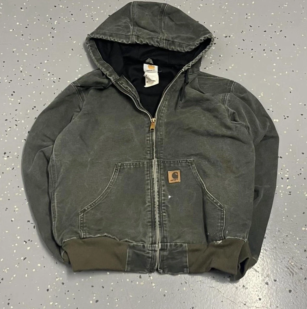 Vintage Carhartt J25 MOS Moss Green Faded Active Jacket Thermal Lined Small - product detail image 1